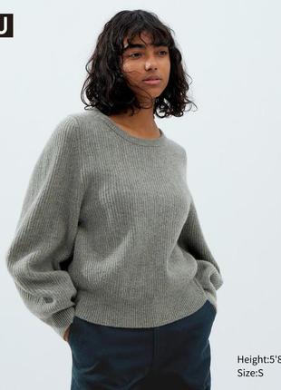 Объемный свитер с длинными рукавами из овечьей шерсти премиум-класса uniqlo1 фото