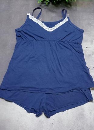 Синяя пижама для кормящих l-xxl