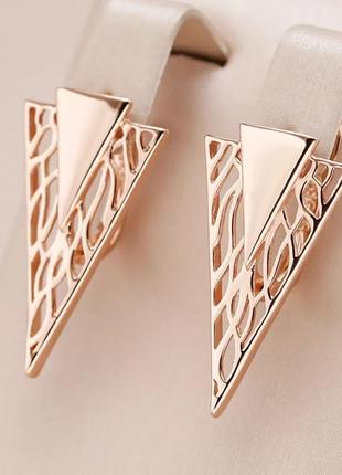 Позолочені сережки трикутники покриття 18к