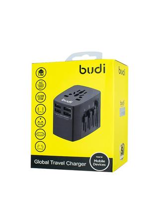 Универсальный адаптер для путешествий global travel charger original +4 usb, переходник для всех типов розеток