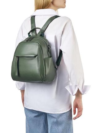 Рюкзак жіночий з натуральної шкіри зелений bags4life 6684 фото
