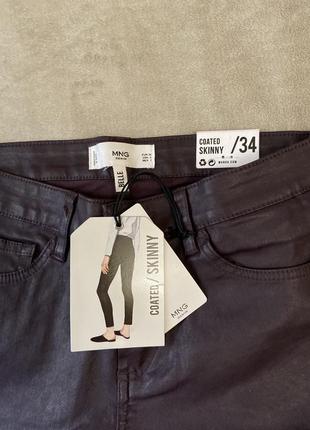 Кожаные джинсы вощеные штаны mango джеггинсы кожаные леггинсы4 фото