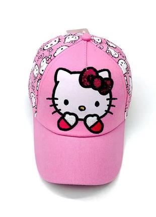 Кепка hello kitty розовая для девочки, окружность головы 47-52см, текстиль