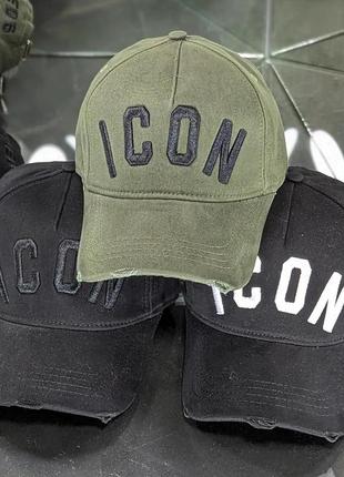 Мужская бейсболка dsquared2 icon черная с белым лого