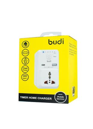 Блок питания m8j313e - timer home charger budi 2 usb 2.4a with stand