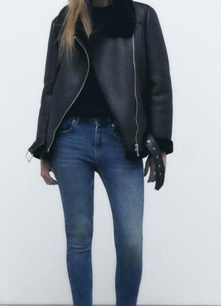 Дубленка zara, авиатор зара, размер s