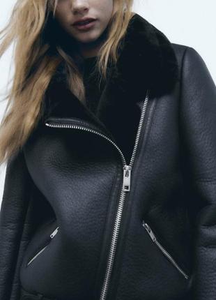 Дубленка zara, авиатор зара, размер s