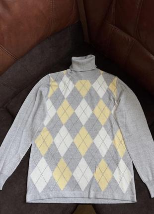 Вовняний светр з горлом milar italy оригінальний сірий