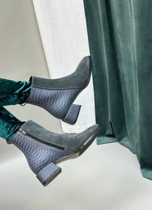 Эксклюзивные ботинки из натуральной итальянской кожи и замши женские4 фото