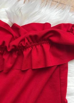 Нарядное красивое красное миди платье с открытой спинкой и рюшами воланами zara4 фото