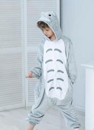 Кигуруми тоторо детская теплая пижамка с вельсофта. на рост: 90-190 см. прекрасный подарок 🎁5 фото