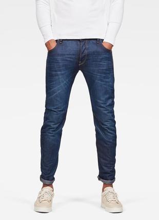 Круті стильні джинси g-star raw arc 3d slim dark blue denim jeans1 фото