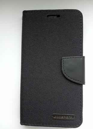 Чохол-книжка goospery з тканини для lenovo a6000 чорний