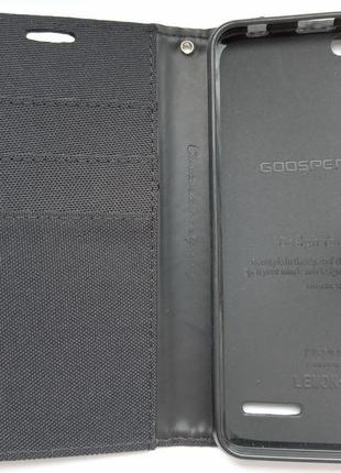 Чохол-книжка goospery з тканини для lenovo a6020 чорний2 фото