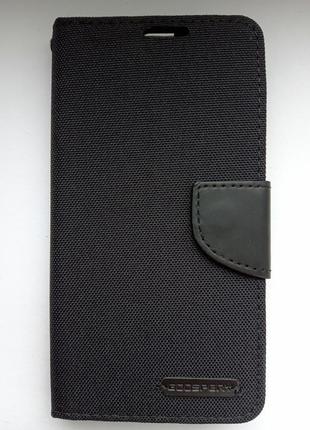 Чохол-книжка goospery з тканини для lenovo a6020 чорний1 фото