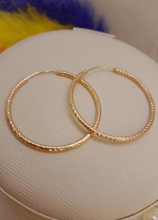 Сережки кільця xuping jewelry,  18к.  діаметр 3,3 см