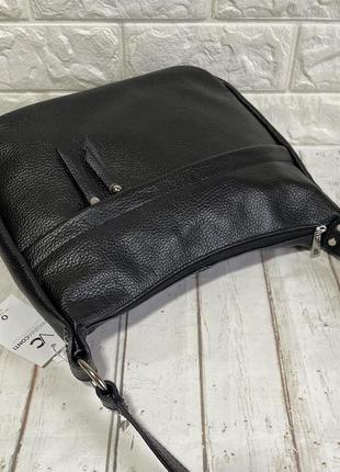 Жіноча шкіряна сумка з довгою ручкою, велика чорна італія 🇮🇹9 фото
