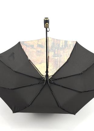 Зонт женский полуавтомат складной susino с 9 спицами, антишторм, легкий, черный6 фото