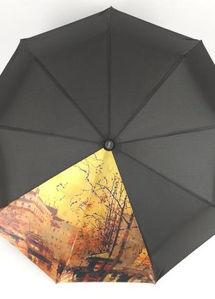 Зонт женский полуавтомат складной susino с 9 спицами, антишторм, легкий, черный5 фото