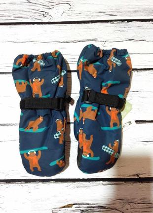 Детские краги с медведями варежки лыжные на мальчика водонепроницаемые непромокаемые h&amp;m