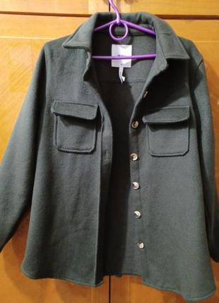 Брендова 20% вовна стильна тепла куртка сорочка  р.34 від .object8 фото