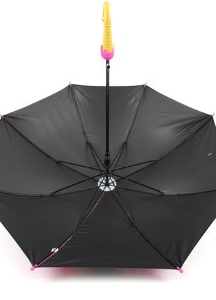 Зонтик трость полуавтомат для девочки с системой антиветер, розовый с принтом "холодное сердце"2 фото