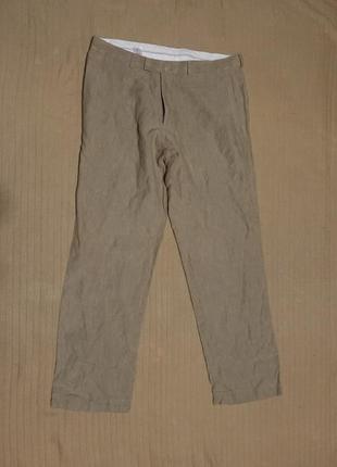 Свободные легкие бежевые льняные брюки next formal wear англия 34 r1 фото