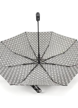 Женский зонт полуавтомат складной toprain с 8 спицами и чехлом в комплекте, антишторм, черный5 фото