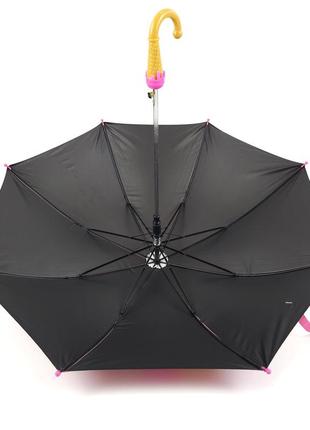 Детский розовый зонтик трость полуавтомат для девочки с системой антиветер5 фото