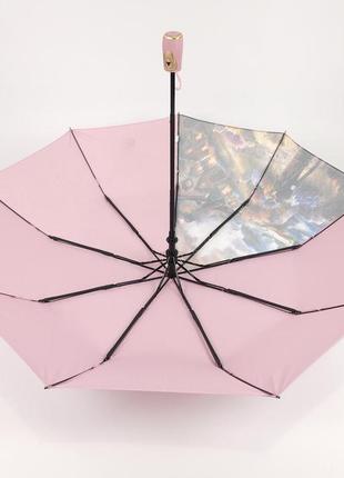 Жіночий напівавтомат зонт складний susino з 9 спицями, антишторм, пудровий2 фото