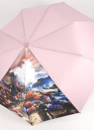 Женский зонт полуавтомат складной susino с 9 спицами, антишторм, пудровый