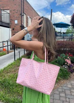 Сумка goyard рожева pink tote гоярд шопер сумочка на плече трендова