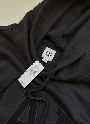 Оригінал gap logo fleece hoodie «black moonless night»2 фото