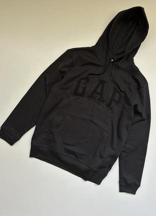 Оригінал gap logo fleece hoodie «black moonless night»1 фото