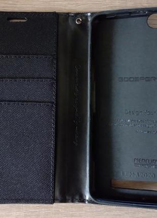 Чохол-книжка goospery з тканини для lenovo a2020 vibeс чорний3 фото