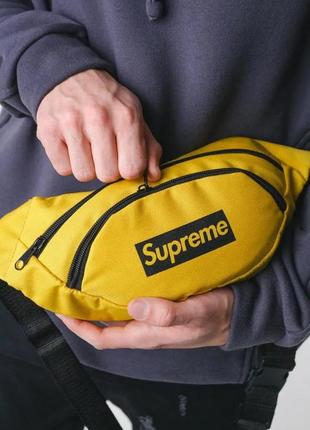 Бананка на пояс supreme (суприм) желтая сумка через плечо поясная сумка текстильная с регулятором3 фото