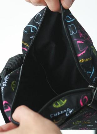 Барсетка через плече champion чорна сумка на плече чемпіон текстильна месенджер унісекс4 фото