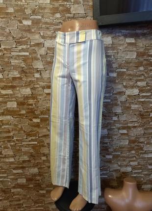 Хлопковые брюки палаццо, высокая посадка,летние широкие брюки,в полоску,mango3 фото