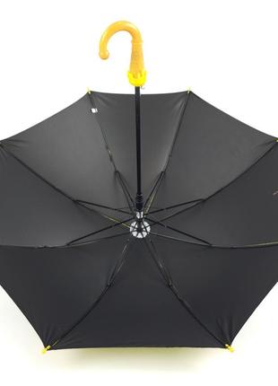 Зонтик трость полуавтомат для малыша с системой антиветер, желтый с принтом "динозавр"5 фото