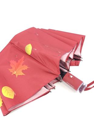 Жіноча парасолька напівавтомат складаний susino з 9 спицями, антишторм, червоний4 фото