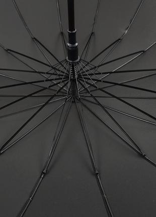 Мужской зонт-трость антишторм с 16 спицами и полуавтоматическим открытием
