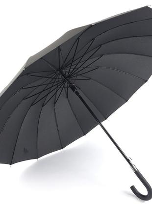 Мужской зонт-трость антишторм с 16 спицами и полуавтоматическим открытием