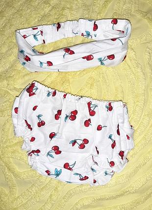 Комплект на лето   блумеры+  повязка  2-6 м для девочки