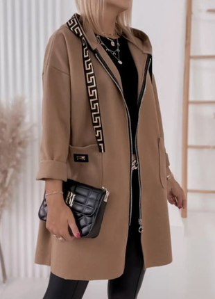 Женский кардиган - пальто на молнии с капюшоном кашемир шерсть 42-46 48-52 sin1518-803oве3 фото