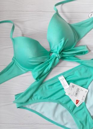 Нежный перламутровый купальник 75в с пуш ап трусики м