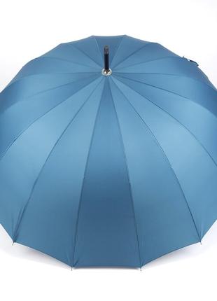 Семейный большой зонт-трость полуавтомат анти-шторм с 16 спицами5 фото