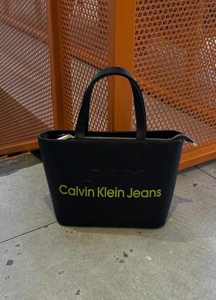 Calvin klein tote bag black yellow2 фото