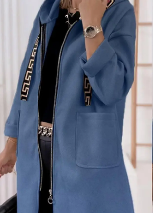 Женский кардиган - пальто на молнии с капюшоном кашемир шерсть 42-46 48-52 sin1518-803oве
