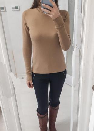 Шерстяна водолазка шерсть вовняний гольф з вовни бежевий шерстяний гольф кемел7 фото