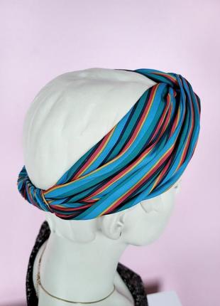 Повязка на голову женская в полоски без бренду one size разноцветная6 фото